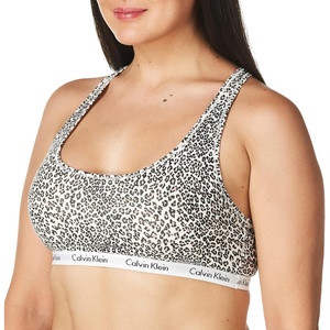 Calvin Klein Womens Carousel Logo Bralette(Exquisite Leopard- Whisper White)