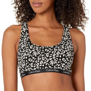 Calvin Klein Womens Carousel Logo Bralette(Marker Cheetah + Black)