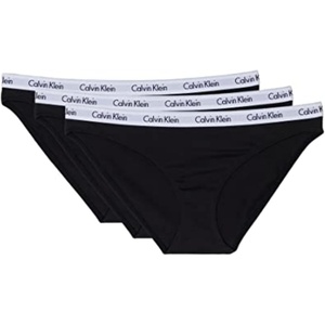 Calvin Klein Women’s Carousel Logo Cotton Stretch Bikini Panties, 3 Pack(Black)