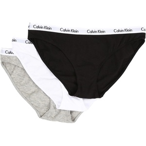 Calvin Klein Women’s Carousel Logo Cotton Stretch Bikini Panties, 3 Pack(Black/White/Grey)