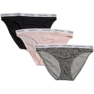 Calvin Klein Women’s Carousel Logo Cotton Stretch Bikini Panties, 3 Pack(Gray Leopard)