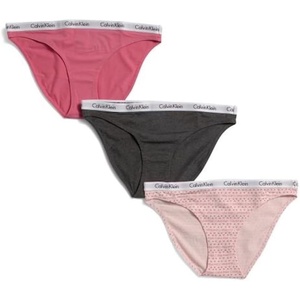 Calvin Klein Women’s Carousel Logo Cotton Stretch Bikini Panties, 3 Pack(Pink Hearts)
