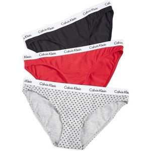 Calvin Klein Women’s Carousel Logo Cotton Stretch Bikini Panties, 3 Pack(Temper/Black/Twinkle Star)