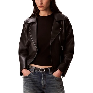 Calvin Klein Women’s Classic Leather Jacket(Black)