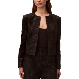 Calvin Klein Womens Cloque Jacket(Black Floral W Cloque Jacquard)