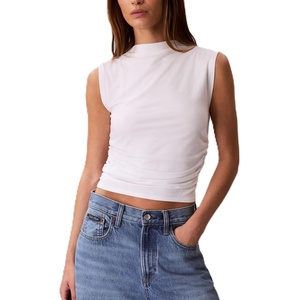 Calvin Klein Women’s Cotton Jersey Mock Neck Top(Brilliant White)
