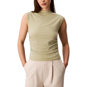 Calvin Klein Women’s Cotton Jersey Mock Neck Top(Swamp)