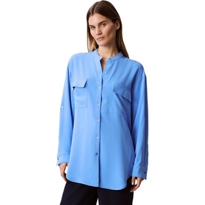 Calvin Klein Women’s Crepe Relaxed Button-Down Shirt(Blue Foil)