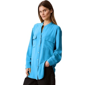 Calvin Klein Women’s Crepe Relaxed Button-Down Shirt(Ethereal Blue)