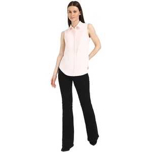 Calvin Klein Womens Crepe Sleeveless Button-Down Top(Pearl)