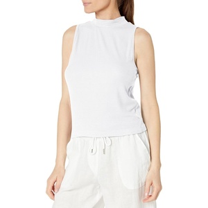 Calvin Klein Women’s Everyday Embrodery Monogram Cropped S/S Short Sleeve Mock Neck(White)
