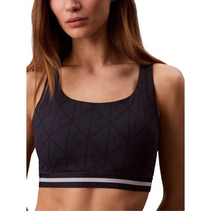 Calvin Klein Women’s Icon Sport Printed Medium Impact Sports Bra(Speakeasy W Dotted Emblem)