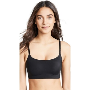 Calvin Klein Women’s Invisibles Comfort Seamless Adjustable Skinny Strap Bralette Bra(Black)