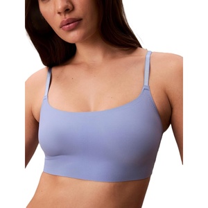 Calvin Klein Women’s Invisibles Comfort Seamless Adjustable Skinny Strap Bralette Bra(Blue Tulip)