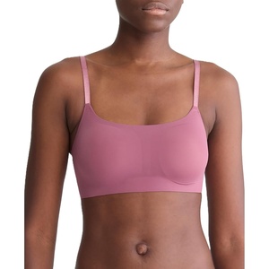 Calvin Klein Women’s Invisibles Comfort Seamless Adjustable Skinny Strap Bralette Bra(Deep Mauve)