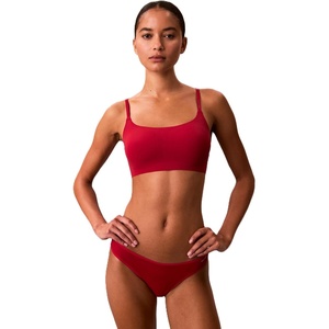 Calvin Klein Women’s Invisibles Comfort Seamless Adjustable Skinny Strap Bralette Bra(Red Stamp)