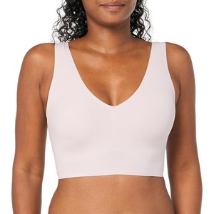 Calvin Klein Womens Invisibles Comfort Seamless Lightly Lined V Neck Bralette Bra(Cloud Gray)