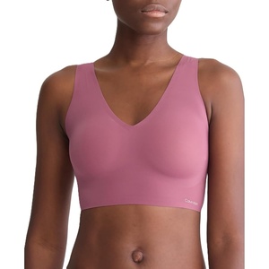 Calvin Klein Womens Invisibles Comfort Seamless Lightly Lined V Neck Bralette Bra(Deep Mauve)
