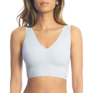 Calvin Klein Womens Invisibles Comfort Seamless Lightly Lined V Neck Bralette Bra(Dusty Periwinkle)