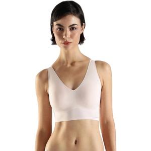 Calvin Klein Womens Invisibles Comfort Seamless Lightly Lined V Neck Bralette Bra(Nymph’s Thigh)