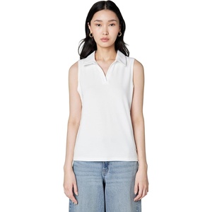 Calvin Klein Women’s Johnny Collar Sleeveless Top(Bright White)