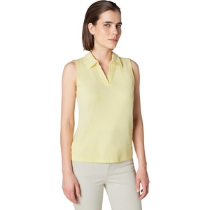 Calvin Klein Women’s Johnny Collar Sleeveless Top(French Vanilla)