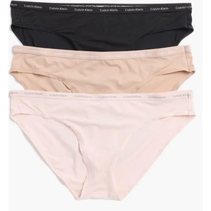 Calvin Klein Women’s Luxe Comfort Micro Stretch Bikini Panties, 3 Pack(Black/Cedar/Crystal Pink)