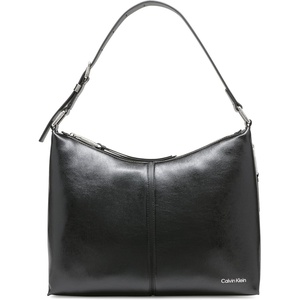 Calvin Klein Women’s Max Top Zip Hobo Shoulder Bag(Black/Silver Waxed)
