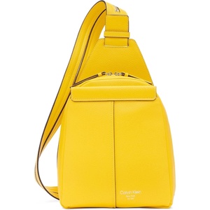 Calvin Klein Women’s Millie Backpack for Women – Vegan Leather Monogram Backpack, 2 Pockets, Brown/Khaki/Black, One Size(Daffodil)