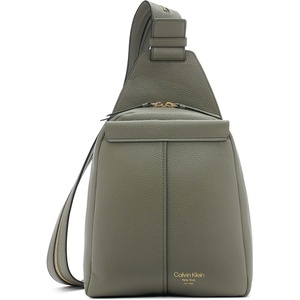 Calvin Klein Women’s Millie Backpack for Women – Vegan Leather Monogram Backpack, 2 Pockets, Brown/Khaki/Black, One Size(Dusty Olive)