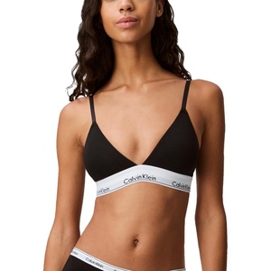 Calvin Klein Women’s Modern Cotton Lightly Lined Triangle Wireless Bralette(Black)
