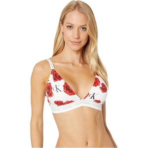 Calvin Klein Women’s Modern Cotton Lightly Lined Triangle Wireless Bralette(Charming Roses Print)