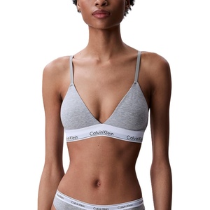 Calvin Klein Women’s Modern Cotton Lightly Lined Triangle Wireless Bralette(Grey Heather)