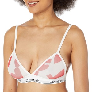 Calvin Klein Women’s Modern Cotton Lightly Lined Triangle Wireless Bralette(Remembered Hearts Orange Odyssey)