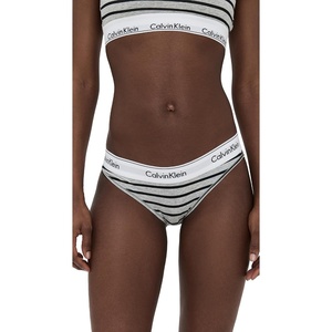 Calvin Klein Women’s Modern Cotton Stretch Bikini Panty(Leader Stripe+grey Heather)