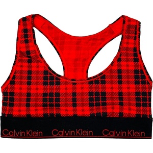 Calvin Klein Women’s Modern Cotton Unlined Wireless Bralette(Scotch Plaid Rouge)