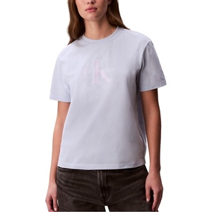 Calvin Klein Women’s Monogram Logo Crewneck T-Shirt(Breezy Blue)