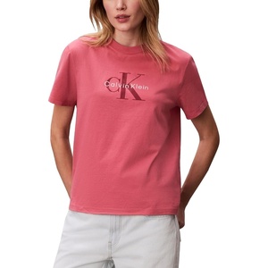 Calvin Klein Women’s Monogram Logo Crewneck T-Shirt(Brilliant Pink)