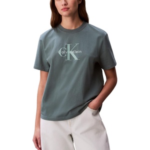 Calvin Klein Women’s Monogram Logo Crewneck T-Shirt(North Atlantic)