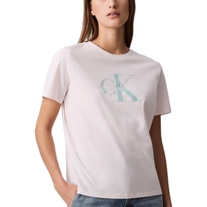 Calvin Klein Women’s Monogram Logo Crewneck T-Shirt(Pearl)