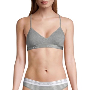 Calvin Klein Women’s Motive Cotton Lightly Lined Bralette Bra(Grey Heather)