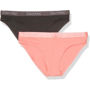 Calvin Klein Women’s Motive Cotton Multipack Bikini Panty(Charcoal Heather/Strawberry Pink)