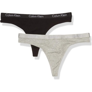Calvin Klein Women’s Motive Cotton Multipack Thong Panty(Black/Gray Heather)