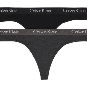 Calvin Klein Women’s Motive Cotton Multipack Thong Panty(Charcoal Heather/Black)