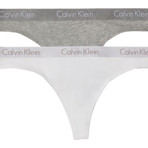 Calvin Klein Women’s Motive Cotton Multipack Thong Panty(Grey Heather/White)