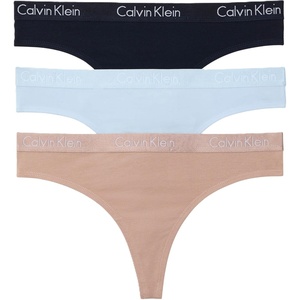 Calvin Klein Women’s Motive Cotton Multipack Thong Panty(Shoreline/ Cedar/ Ice Water)
