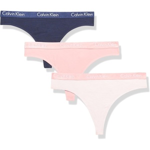 Calvin Klein Women’s Motive Cotton Multipack Thong Panty(Shoreline/Blush/Feeder Stripe_blush)