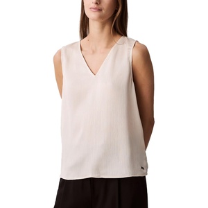 Calvin Klein Women’s Plisse V Neck Tank Top(Brazilian Sand)