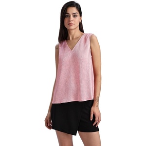 Calvin Klein Women’s Plisse V Neck Tank Top(Peony)