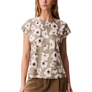 Calvin Klein Women’s Printed Matte Satin Sheath Top(Shadow Buttercup Floral Print)